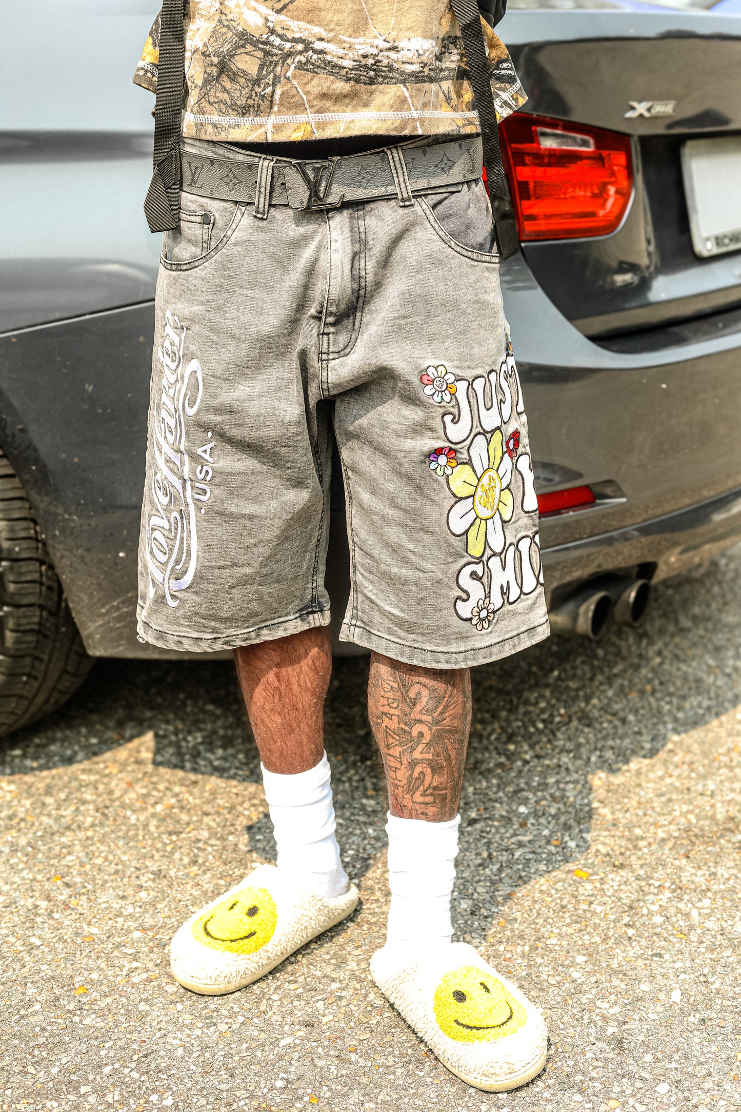 “Just Keep Smiling” Jean Shorts